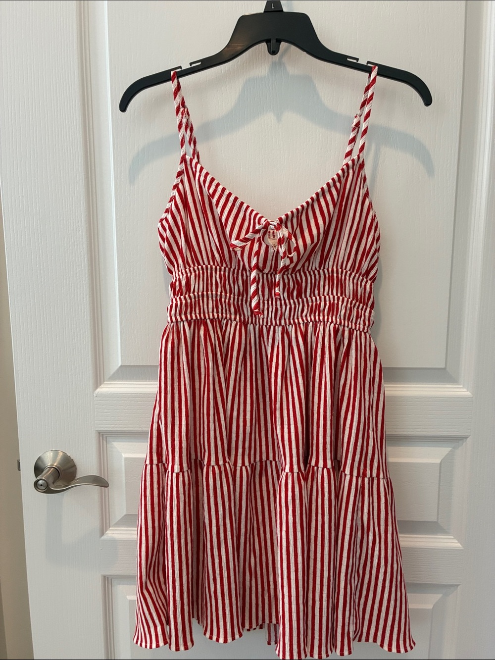 Rewind Red & White Striped Tiered Sundress